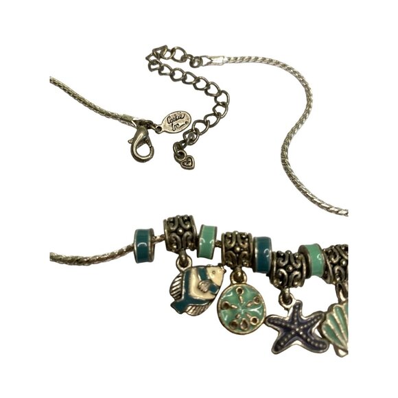 Cookie Lee Ocean Sea Shell Enamel Charm Necklace 16"-20" Adjustable - Picture 3 of 3